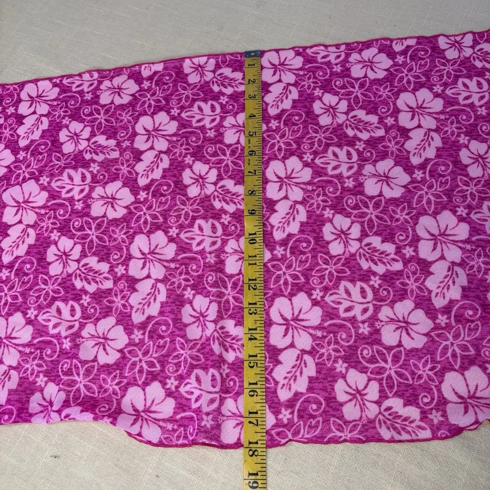 2000s Hot Pink Hawaiian Semi-Sheer Sarong Swim Coverup Tie Pool Swim Y2K OS